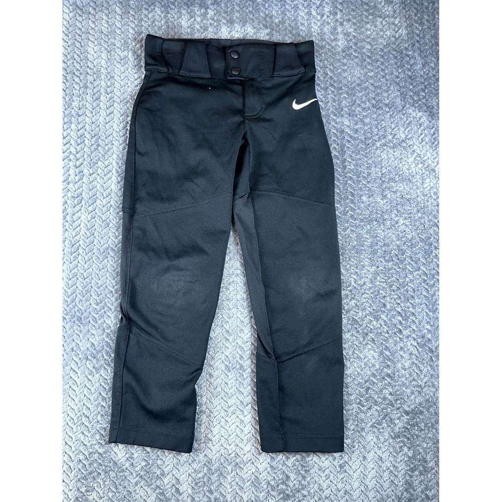Nike Team Engineered Vapor Pro Baseball Pants Boys XS Black Slim Fit Athleisure